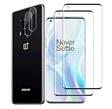 YYST [2 + 2 Stück] Displayschutzfolie für OnePlus 8 Pro HD + Kameralinsenschutz, unterstützt Fingerabdruck-Entsperrung, 3D-vollständige Abdeckung, 9H Härte, Kratzfestigkeit, kompatibel mit OnePlus 8