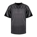 Fitness-T-Shirts für Herren, Fußballtrikot, blanko, Sportbekleidung, kurzärmelig, Baumwolle, Hip-Hop-Party, lässig, lockere Passform, athletisches Oberteil, Schwarz , S