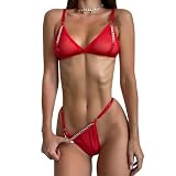 Weihnachts Erotikwäsche Slip Skirt Damen Spitze Sexy Dessous Damen Für Sex, Brustfrei BH Bodystocking Damen Bodystocking Damen Dessous Damen Sexy Unterwäsche Sexy Body Damen Sexy Kleid (Rot,S)