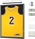 ASmileIndeep Trikot Rahmen Vitrine Große Fußballtrikot Shadow Box Sport Jersey Rahmen mit 98% UV-Schutz Acryl und Aufhänger für Baseball Basketball Hockey Shirt und Uniform, Schw
