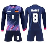 Benutzerdefinierte Fußball Jersey Personalisierte Fußball Langarm Sets, Kurze Name Nummer Team Logo Fußball Trikots für Männer Frauen Kinder Erwachsene Benutzerdefinierte Fußball Shirt U