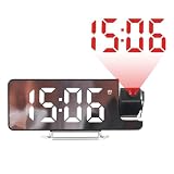 Projektor-Anzeige, automatische Dimmung, 180°-Projektion | 12/24 Stunden, Projektionsuhr, mit USB-Ladegerät, für Schlafzimmer, Kinderzimmer, Wohnzimmer, Außenbereich, Dekoration für Jug