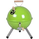 Nexos YG00263_G Mini Grill Kugelgrill Holzkohlegrill für Garten Terrasse Camping Festival Picknick BBQ Barbecue Ø 30 cm grü