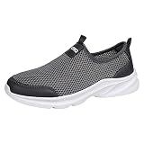 Herrenschuhe, wasserdicht, einfach und einfarbig, Sommermuster, rutschfest, dickes Netzgewebe, atmungsaktiv und bequem, Herren-Turnschuhe, grau, 8.5 UK 3X-Narrow