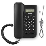 Telefon Schnurgebunden, Tischtelefon Festnetztelefon für Senioren Analoge Großtastentelefon Wandtelefon mit Extra Laute Klingellautstärke Wahlwiederholung, für Büro Zuhause (Schwarz)