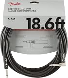 Fender Professional Series Instrumentenkabel, 5,7 m, Gerade zu Abgewinkelt, Schwarz, Gitarrenkabel für E-Gitarre, Bass, Studio, Audio & Profi Kab