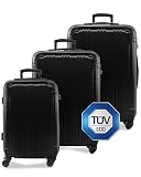 FERGÉ Kofferset 3 teilig Hartschale QUÉBEC Reisekoffer Trolley-Set (Handgepäck, L, XL) 3er Set Hartschalenkoffer Roll-Koffer 4 Rollen, Reisen leicht gemacht 100% ABS schw
