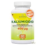 Bandini® Jod 400µg pro Tablette - 365 Kaliumjodid veganen Tabletten - Hochdosiertes Potassium Iodide 400 mcg - 1+ Jahresvorrat - Reines Jod in leicht schluckbaren Mikrotabletten - Glutenfrei, ohne GVO