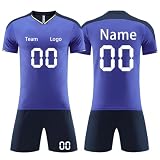 Fußball Trikots Shorts Set für Kinder/Erwachsene, Trikot mit Eigenem Namen & Nummer & Logo, Fussball Jersey Trainingsanzug für Junge Herren (DE/NL/SE/PL, Alter, Einheitsgröße, Regular, Purple)