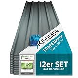 KAISER® Trapezblech 12er Set – Profilblech 115x46 cm (6,35 m²) anthrazit – Dachplatten verzinkt aus Metall & Stahlblech – für Carport, Dach, Garage, Geräteschuppen, Wandverkleidung, Überdachung