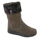 Genérico Amarpies 20376 Stiefelette braun Komfort Keilabsatz Reißverschluss rutschfeste Gummisohle, braun, 37 EU