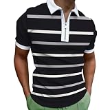 Poloshirt Herren Kurzarm Stehkragen Polohemd Männer Kontrast Slim Fit Polo Shirt Sommer T-Shirt Basic Freizeitshirt Sweatshir Business Oberteile Herren H