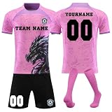 Generisch Fussball Trikots Shorts und Socken Anzug, Fussball Trikot mit eigenem Namen Nummer und Logo Kinder/Erwachsene, Personalisierte Fußball Trikot für Jungen/H