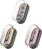 Schutzhülle kompatibel mit Xiaomi Mi Band 9 mit Displayschutzfolie, 3 Stück, flexibel, TPU, stoßfest, kratzfest, für Xiaomi Smart Band 9 (klar/gold/rosa)