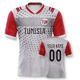 Tunesien Personalisiertes Weltmeisterschaft Fussball Trikot mit Ihrem Namen und Nummer für Herren Damen Kinder Casual Sport Fan T-Shirt Trikot Geschenk G