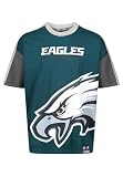 Recovered Philadelphia Eagles Cut and Sew Dunkelgrün Oversized NFL T-Shirt - XL