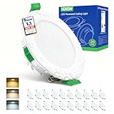 HOMEOW 20er Set LED Einbaustrahler 230V, 5W 400LM LED Spot 68mm - 80mm Lochmaß, IP44 Warmweiß Neutralweiß Kaltweiß Deckenspots, 24mm Ultra Flach Einbauleuchten für Badezimmer Kü