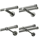 MDEKOR Gardinenstange 120 cm 1-läufig | Vorhangstange für die Wandmontage Silber Grau aus Metall | Gardinenstangenset Ø 19mm | Endkapp