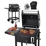 Juskys Holzkohlegrill Missouri mit Deckel - Große Grillfläche, Grillrost, variable Kohlewanne - Holzkohle Grill Grillwagen mit Räder & Abdeckhaub