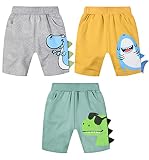 LAUSONS 3er-Pack Shorts für Kinder Sommer Kurze Hosen Jungen Cartoon Muster Baumwolle Kurze Hose Set 5/116/Etikett 120