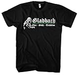 Gladbach Ehre und Stolz Herren T-Shirt | Sport Shirt Fussball Ultra Skyline Trikot | M1 Schwarz (XL)