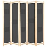 Raumteiler-5-Panel Raumteiler grau 200x170x4cm S