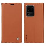 nancencen Kompatibel mit Samsung Galaxy S20 Ultra Hülle, PU Leder Book Case Stoßfeste und Fallsichere Geldbörse Flip Schutzhülle für Galaxy S20 Ultra, Gelbb