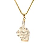 Liitata Hip Hop Gold Halskette Mittelfinger Hand Anhänger Halskette Rockstar Rapper Punk Gold Kette 80er 90er Jahre Kostüm Zubehör Statement Necklace für Herren Fasching Karneval Mottoparty