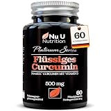 Kurkuma Curcumin Kapseln (flüssig) mit Vitamin D | 185x stärkere Bioverfügbarkeit NovaSOL® Curcumin | hochwirksam vegetarisch Premium flüssiges Kurkuma Curcumin keine Tabletten Hergestellt in GB von N