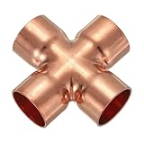 PATIKIL 7/8'(22,3mm) Kupfer Kreuz Rohrverbinder, 4-Wege Schweiß Kupfer Endversorgung Gleicher Rohrverbinder Für SanitärinstallationKlimaanlage Kühlung