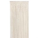 Sileduove Manuell gewebter Türvorhang für Fenster, Hochzeit, Hintergrunddekoration, Bohemian-Spitzen-Design, Baumwolle, Beige (90 x 180 cm)