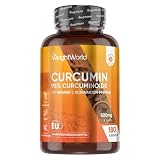 Curcumin Kapseln - 500 mg (50:1) Kurkuma Extrakt, entspricht 25.000 mg Kurkuma - 6 Monate Vorrat - 180 Kapseln - Kurkumin 95% mit Schwarzer Pfeffer & Ingwer - 1 Kapsel pro Tag - WeightW