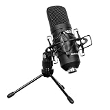 Cascha Studio Mikrofon-Set mit USB-Anschluss I Kondensatormikrofon - inkl. Tischständer Mikro-Spinne USB-Kabel & Windschutz I ideal für Podcast Live-Streaming & Video-Konferenz I Gaming Mikrofon PC