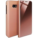moex Void Case für Samsung Galaxy A5 (2017) Hülle in Hochglanz Optik, Clear View Cover Spiegelhülle, Flip Case 360 Grad Schutzhülle mit Spiegel, Rundumschutz Handyhülle, Rose-G
