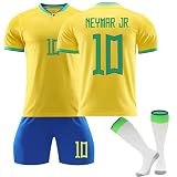 Generisch 22/23 Brasilian Hause/Auswärts Fußball Trikots Shorts Socken Set für Kinder/Erwachsene, Nr.10/20 Fussball Trikot Trainingsanzug für Jungen H