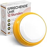 Sprechende Uhr 12-Stundenformat - Leichter zu verstehen - Sprachuhr für Ältere, Sehbehinderte, Blinde, Alzheimerpatienten - Wecker hoher Sichtbarkeit, Deutsche S