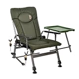 Carp Angelstuhl Campingstuhl F5R ST/P Stuhl Deluxe Karpfen Angler Campingstuhl mit extra Höhe und Tisch Angelrutenhalter, Poly