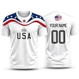 Generisch Personalisierung Fußball Trikot Polohemd Für 2026 Fußballfans, Fussball Trikot Mit Individuellem Namen Nummer, Flaggenmotiv Trikot, Fußballfan-Geschenk Für Männer Und Frauen (USA)