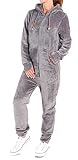Finchgirl F2001 Damen Jumpsuit Teddy Fleece Dunkelgrau Gr. M