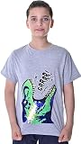 Trex Dino Kinder Jungen Wende Pailletten Lang T-Shirt Bluse Kurzarm Grau 140-146