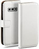 moex Book Case für Samsung Galaxy S10e Handyhülle mit Kartenfach, Hülle klappbar 360 Grad Schutzhülle, Klapphülle Flip Case Cover, PU Leder Handytasche Lederhülle, Weiß