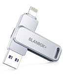 BLANBOK+ Apple MFi-zertifizierter USB Stick 256G für iPhone, Externer iPhone Stick Speicherstick USB External Memory Stick für iPhone Photostick Lightning Backup für iPhone/iPad/Android/PC