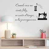 YOZYOOOZ Spanische Nähtext-Vinyl-Applikation, wenn ich nähe, zitiere ich gerne Wandtattoo Kleidung Geschäft Dekoration Nähmaschine Wandposter 70x42