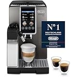 De'Longhi Dinamica Plus ECAM380.95.TB, Kaffeevollautomat mit LatteCrema Milchsystem, One-Touch-Cappuccino, mit 24 Rezepten, 3,5-Zoll TFT-Farbdisplay, 1450W, Titan/Schw