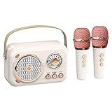 CENMEN Tragbarer Bluetooth-Lautsprecher mit Mikrofon-Set, Vintage-Bluetooth-Lautsprecher mit Karaoke-Anlage ()