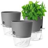 Zouway Blumentopf für 3 Stück - Kräutertopf Selbstbewässernd für Küche Kräuter - 18.2x15.3x11cm Blumentöpfe Ideal für Zimmerp