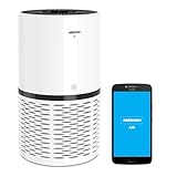 MEDION Luftreiniger mit App Steuerung (HEPA Filter, Smart, reduziert Aerosole Pollen Staub Tierhaare, bis zu 52 m², Luftqualitätsanzeige, Timerfunktion, Schlafmodus, MD 10171)