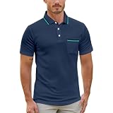 RUMAOZIA Herren Poloshirt Kurzarm Atmungsaktiv Tennis Golf Sommer Freizeit Sport Poloshirts Kontrast Polohemd Klassisches T Shirt Freizeit Henley Shirt Vintage Slim Knopf Shirts Funk