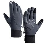 DUHGBNE Q802 Winter-Reißverschluss-Touchscreen, winddicht, warm, wasserdicht, Radfahren, Sport, Skihandschuhe Fischlandschmuck (Grey, L)