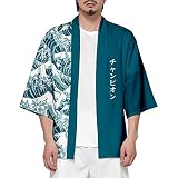 CIZEUR Sommerjacke Mode japanische Herren Jacke Strickjacke Paar Kimono Mantel lässig, 6XL Green W